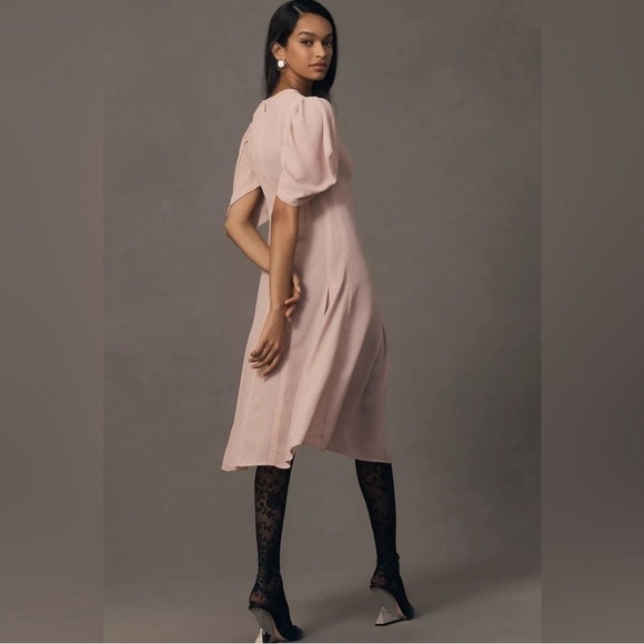 By Anthropologie Modern Sheer Midi Dress Violet Ice Size 4 NWOT - Picture 2 of 9